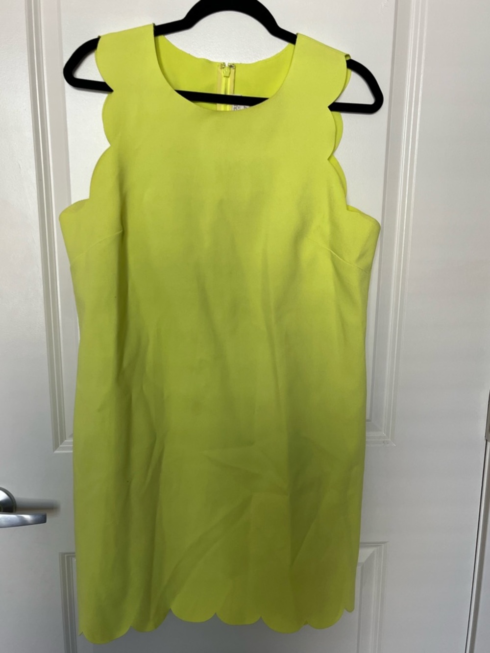 J. Crew Lime Scallop-Edge Sleeveless Shift Dress